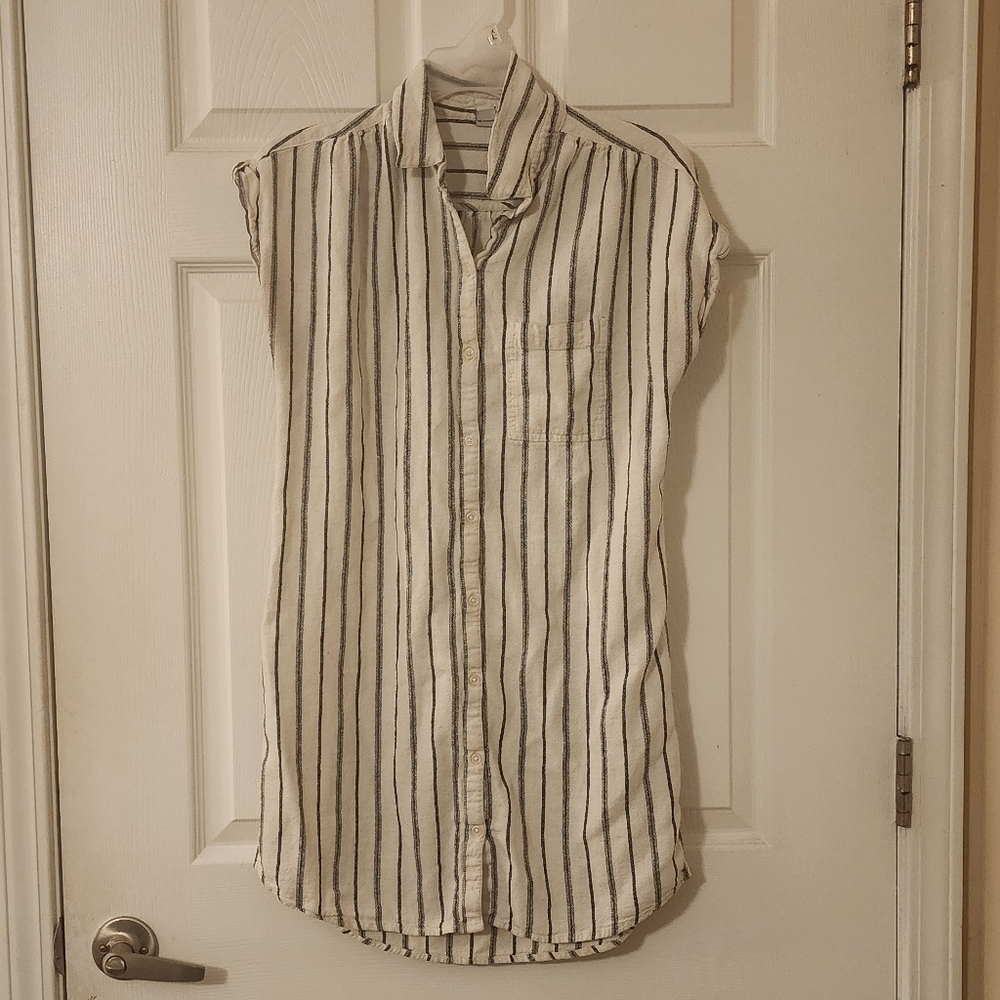 Striped Button-Up T-shirt Dress